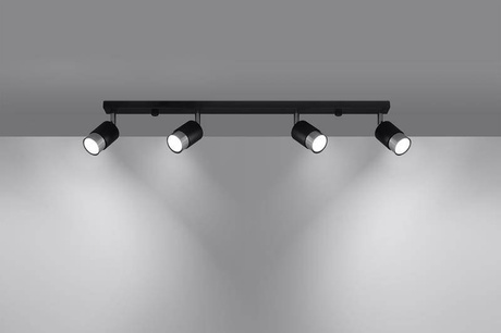 Plafond NERO 4 negro/cromo + 4x bombilla LED GU-10 4000K Fría 7W 630lm