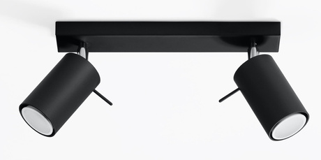 Plafond RING 2 negro + 2x bombilla LED GU-10 3000K Cálido 7W 620lm