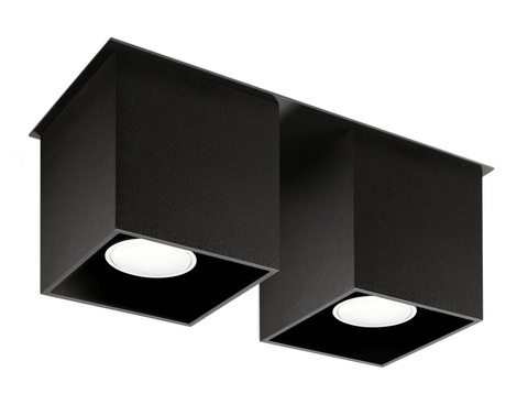 Plafond QUAD 2 negro + 2x bombilla LED GU-10 3000K Cálida 7W 620lm