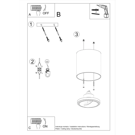 Lámpara de techo TIUBE negra