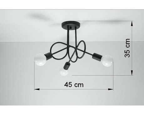 Lámpara SUPEŁ 3 negra + 3x bombilla LED E27 3000K Cálida 7,5W 620lm
