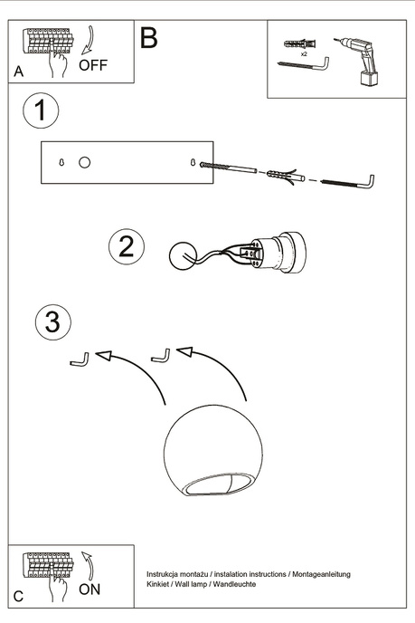 Aplique de cerámica GLOBE blanco + 1x bombilla LED E27 4000K Fría 7,5W 650lm