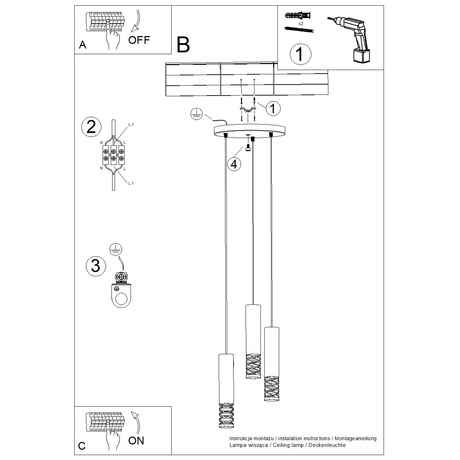 Lámpara colgante LAMI 3P blanca