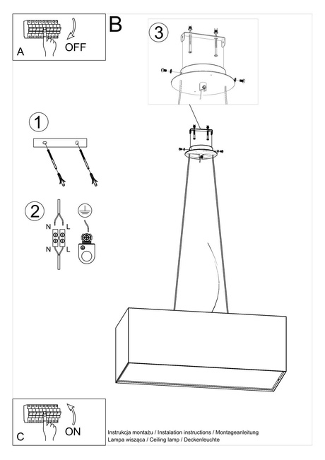 Lámpara de araña SANTA BIS 80 blanca + 3 bombillas LED E27 4000K Fría 7,5W 650lm