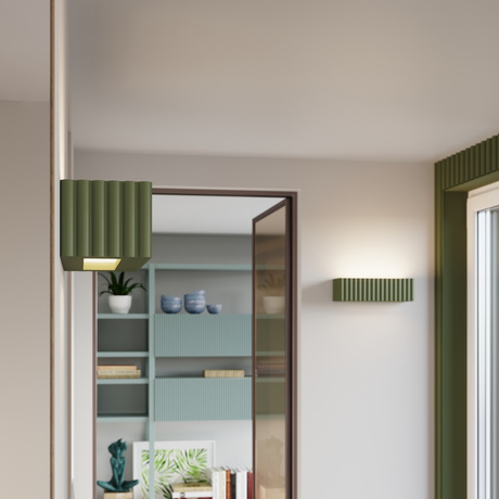 Aplique de cerámica RIGATA verde oliva