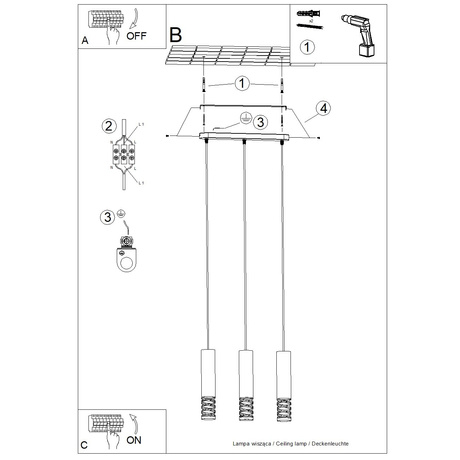 Lámpara colgante LAMI 3L blanca
