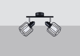 BELUCI 2 plafond negro + 2x bombilla LED E14 3000K Warm 7.5W 620lm