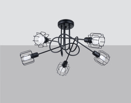 Lámpara de araña BELUCI 5S negra + 5 bombillas LED E14 3000K Cálida 7,5W 620lm