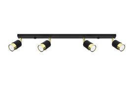 Plafond NERO 4 negro/oro + 4x bombilla LED GU-10 3000K Cálido 7W 620lm