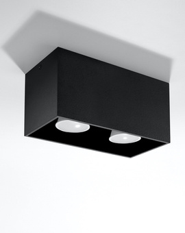 Plafond QUAD MAXI negro+ 2x bombilla LED GU-10 3000K Cálida 7W 620lm