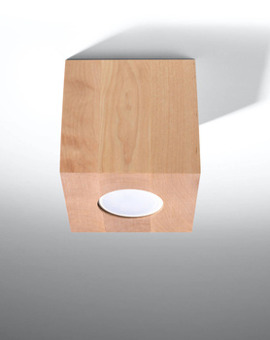 Plafond QUAD madera natural + 1x bombilla LED GU-10 3000K Cálida 7W 620lm