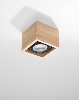 Plafond QUATRO 1 madera natural + 1x bombilla LED GU10 AR111 3000K Cálida 12W 800lm