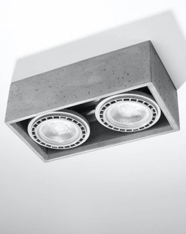 Plafond QUATRO 2 hormigón + 2x bombilla LED GU10 AR111 3000K Cálido 12W 800lm