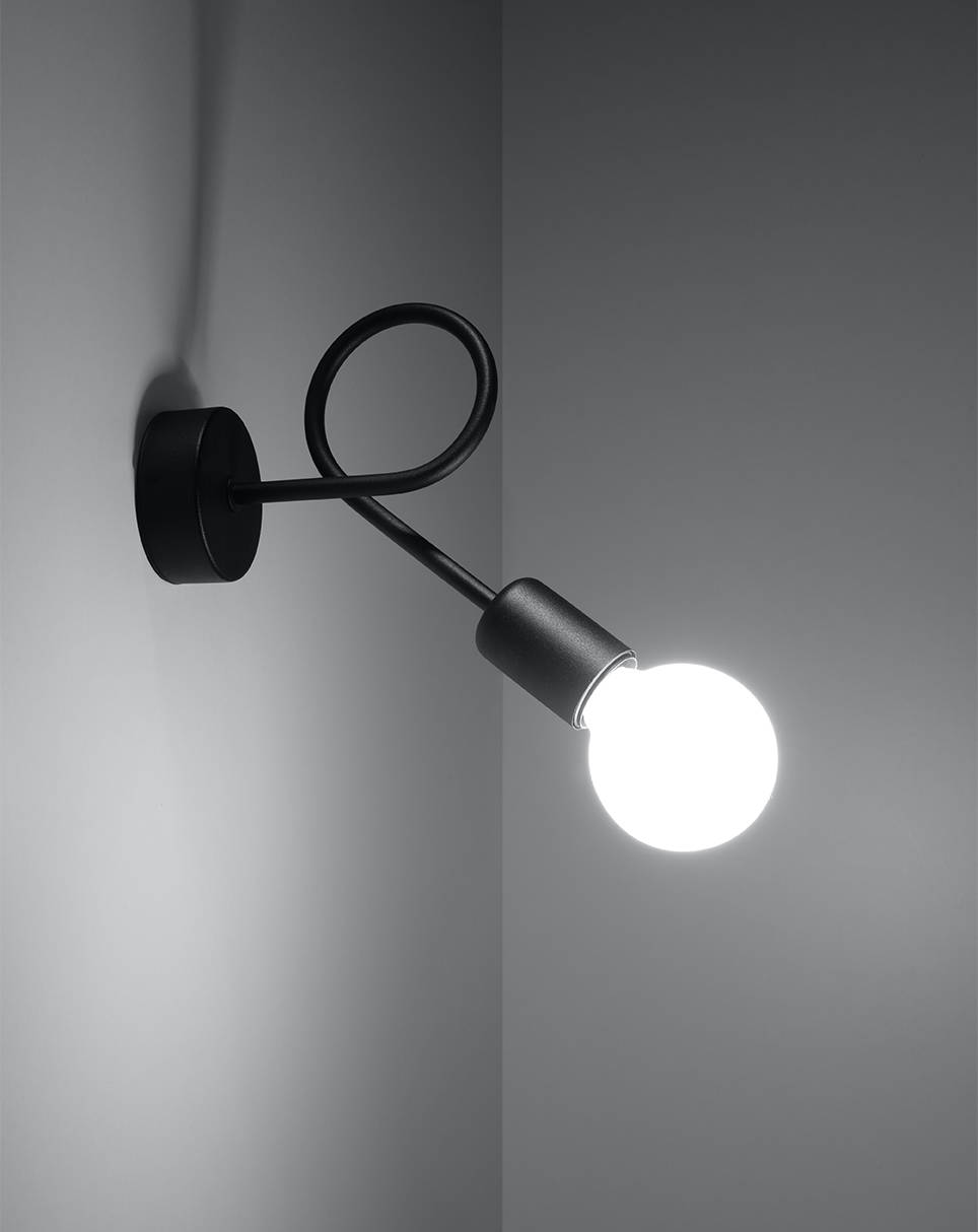 Aplique SUPEŁ negro + 1x bombilla LED E27 3000K Cálida 7,5W 620lm