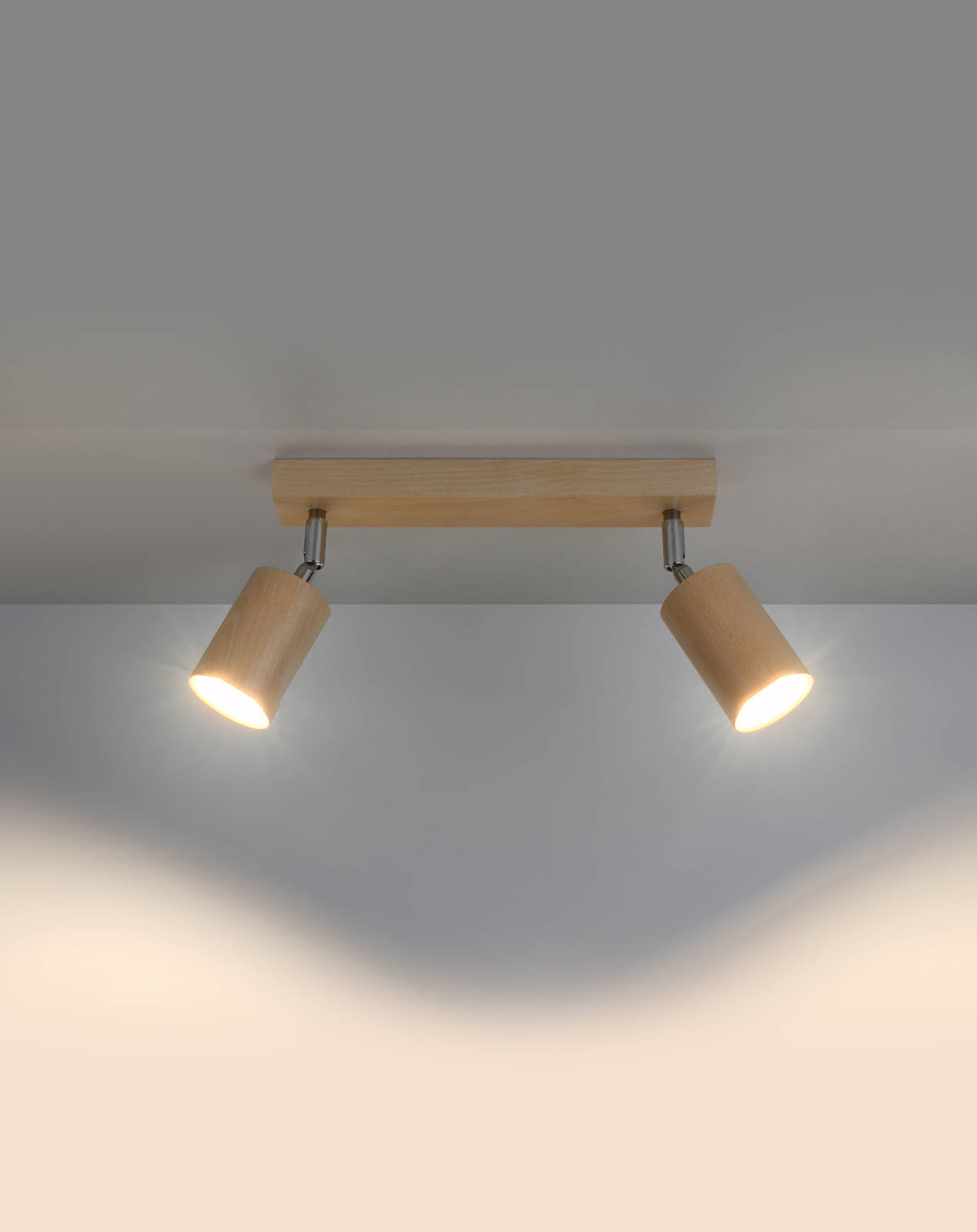 Plafond BERG 2 madera natural + 2x bombilla LED GU-10 3000K Cálida 7W 620lm