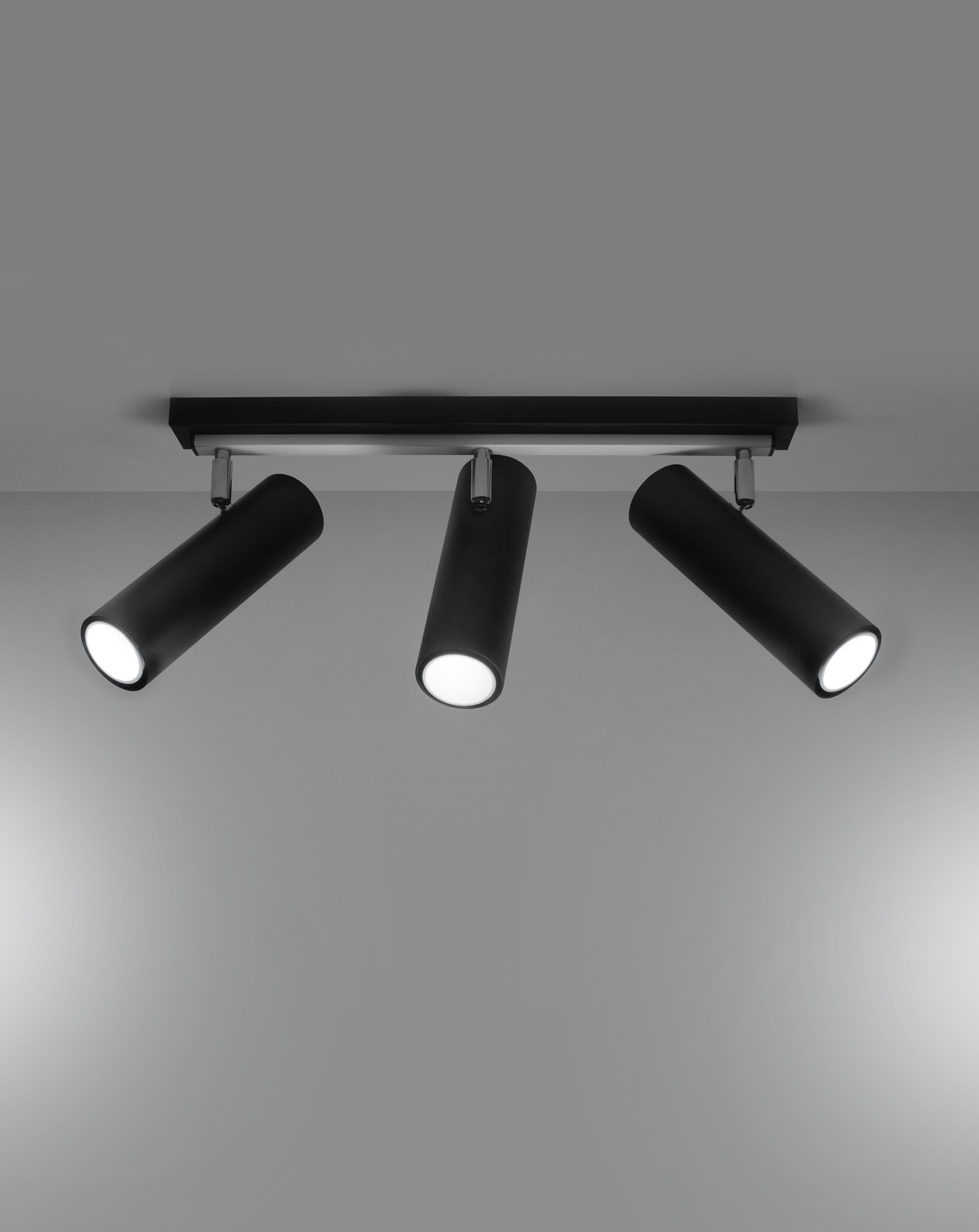 Plafond DIREZIONE 3 negro + 3x bombilla LED GU-10 3000K Cálido 7W 620lm