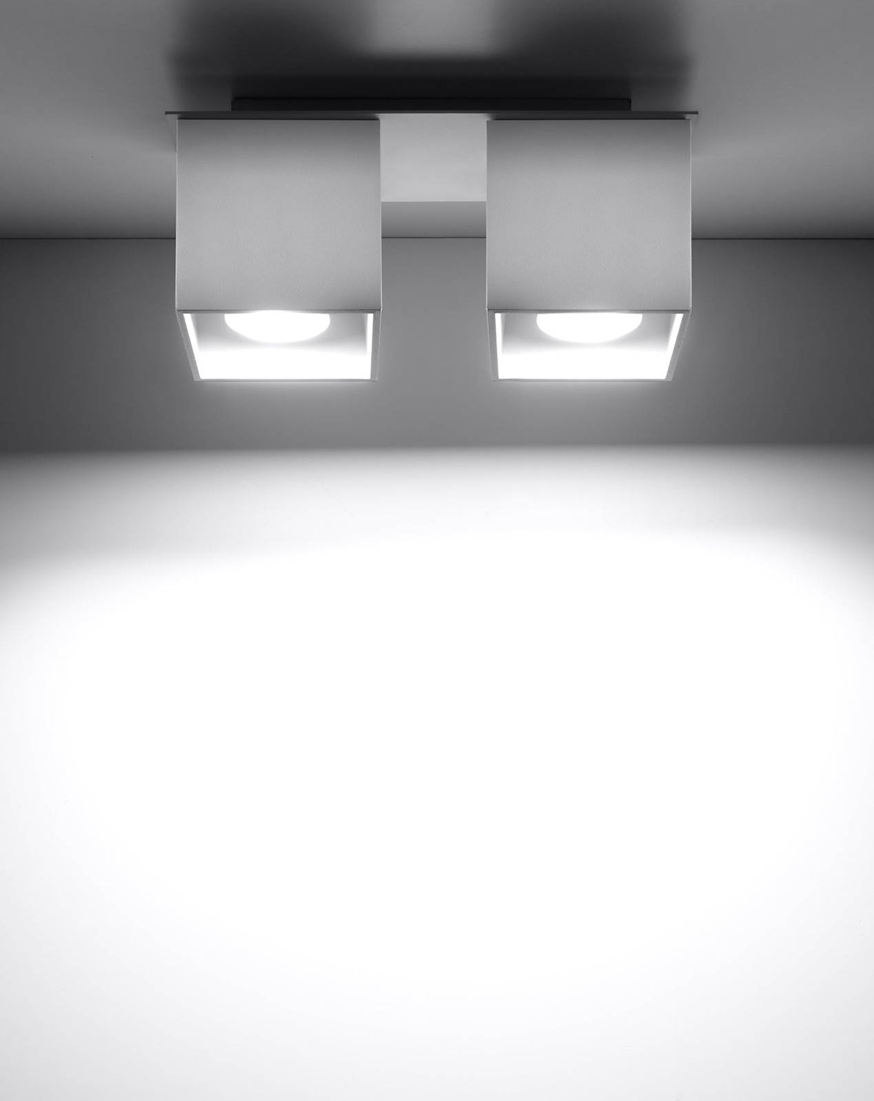 Plafond QUAD 2 blanco + 2x bombilla LED GU-10 4000K Fría 7W 630lm