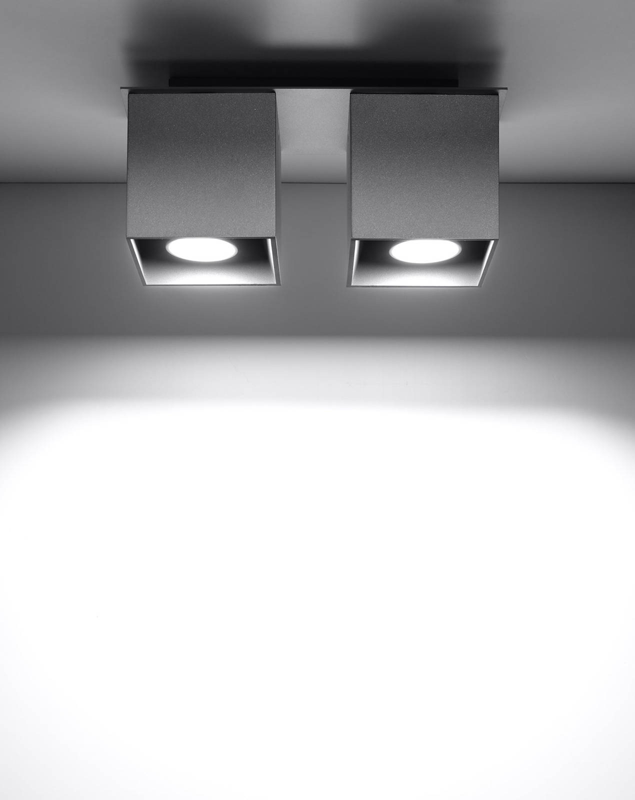 Plafond QUAD 2 gris + 2x bombilla LED GU-10 3000K Cálida 7W 620lm