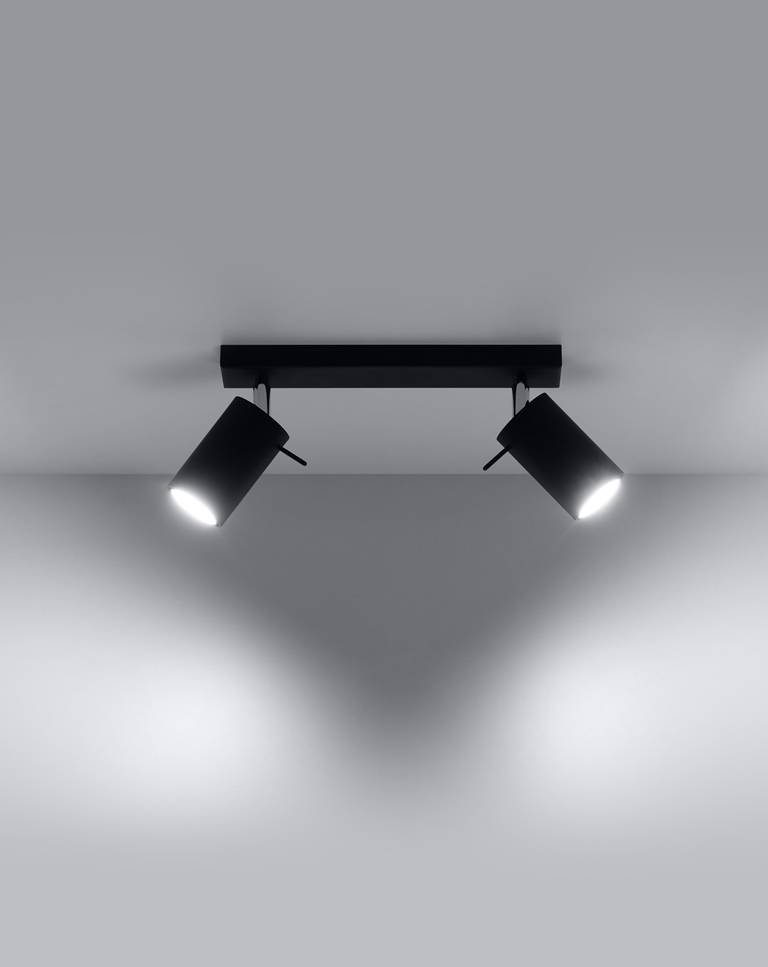 Plafond RING 2 negro + 2x bombilla LED GU-10 3000K Cálido 7W 620lm