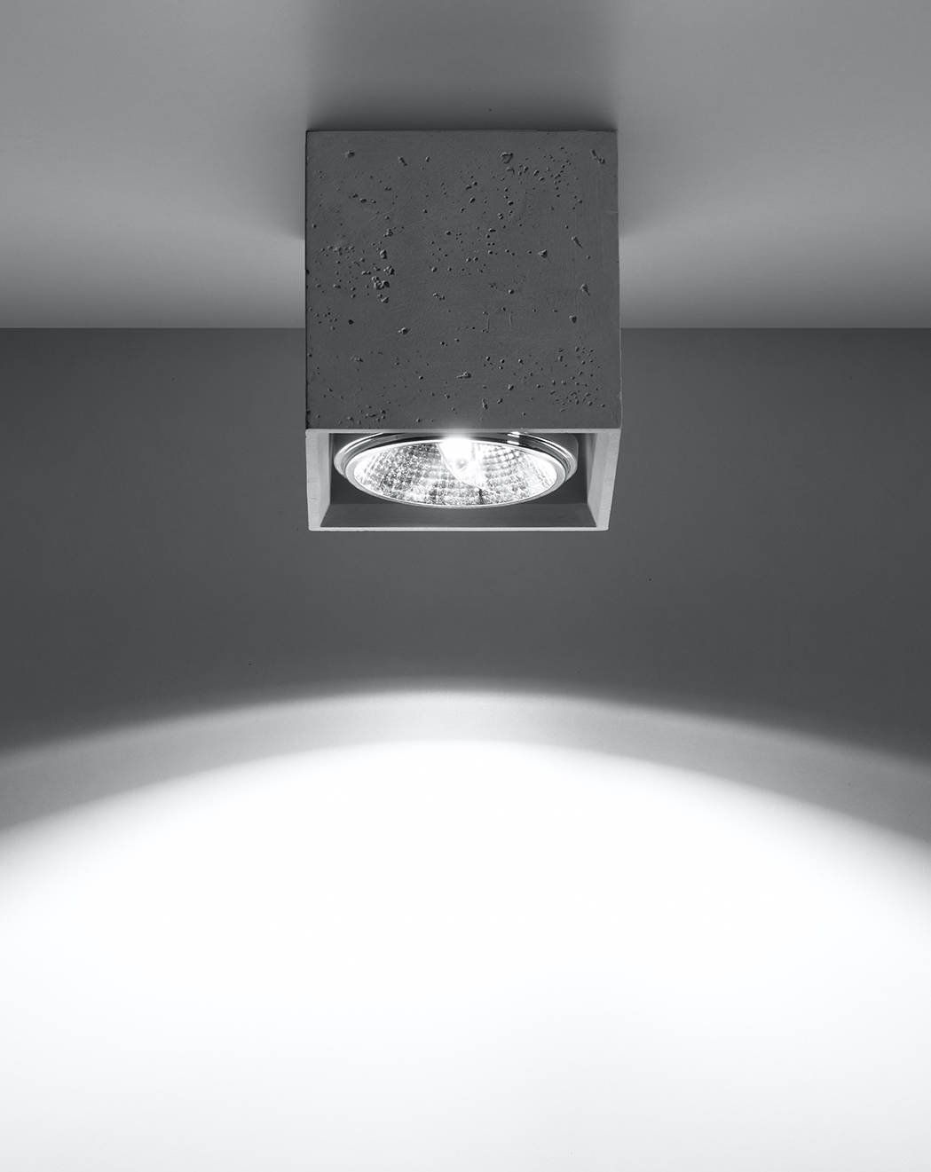 Plafond VALDE 140 hormigón + 1x bombilla LED GU10 AR111 3000K cálido 12W 800lm [WOJ+14146]