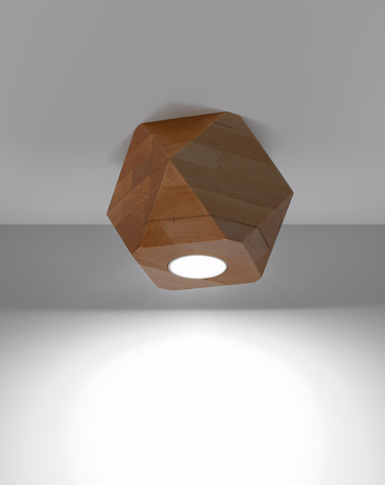 Plafond WOODY 1 madera natural + 1x bombilla LED GU-10 3000K Cálida 7W 620lm