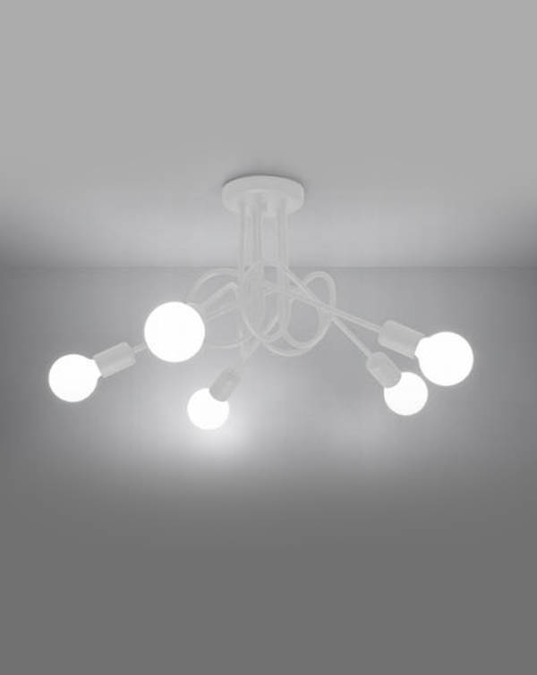 SUPEŁ 5 lámpara de araña blanca + 5X bombilla LED E27 3000K 7W 760lm