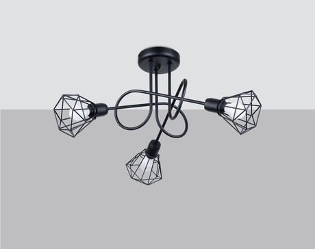 ARTEMIS 3S lámpara de araña negra + 3 bombillas LED E14 4000K Fría 7,5W 680lm