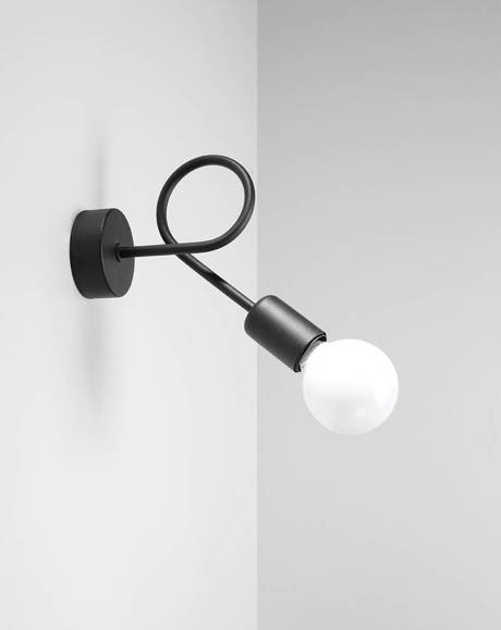 Aplique SUPEŁ negro + 1x bombilla LED E27 4000K Fría 7,5W 650lm