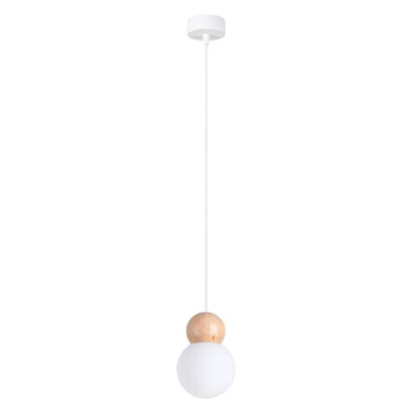 PEKKA Lámpara colgante 1 blanco/madera natural + 1x bombilla LED G9 3000K Cálida 4,5W 450lm