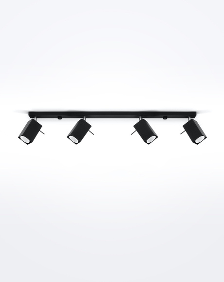 Plafond MERIDA 4L negro + 4x Bombilla LED GU-10 4000K Fría 7W 630lm