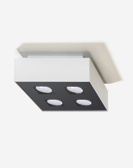 Plafond MONO 4 blanco + 4x Bombilla LED GU-10 3000K Cálido 7W 620lm