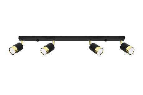 Plafond NERO 4 negro/oro + 4x bombilla LED GU-10 3000K Cálido 7W 620lm