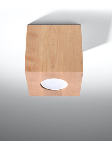 Plafond QUAD madera natural + 1x bombilla LED GU-10 3000K Cálida 7W 620lm