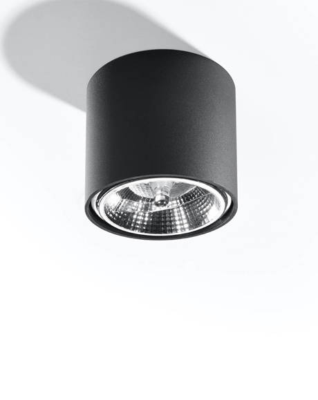 Plafond TIUBE negro + 1x bombilla LED GU10 AR111 4000K FRÍO 10W 850lm